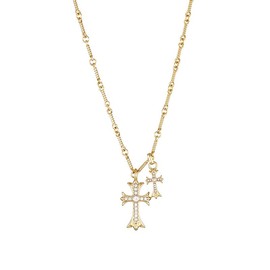 Andtry Gold/Silver Cross Necklacefor Women Men, Cross with Cubic Zirconia Necklaces Jewelry, Birthday Christmas Gifts