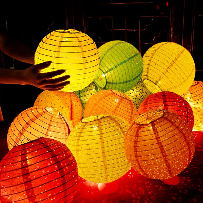 DEWEL Paper Lanterns, Openwork Carving Lanterns, LED Included, Hand Held,