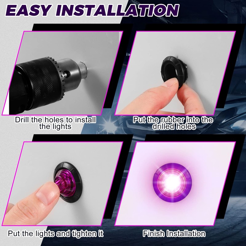 50 Pcs Trailer Side Marker 3/4 Round Led Light 12v