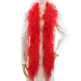 Soarer Red Ostrich Feather Boas – 2yards 3ply Long Boas for Party, DIY Production(Red)