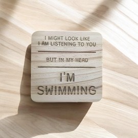 Ashton and Finch Funny Swimming Coaster Laser Engraved Gift Wooden