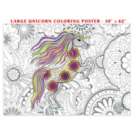 SJPRINTER Giant Coloring Poster for Kids and Adults - Creative Fun for Classrooms, Care Facilities, Schools, Groups and Families (Unicorn, 30" x 42")