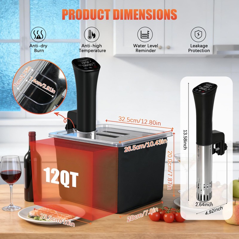 CATTLEMAN Sous Vide Cooker, Wine Chiller, 1000W, Sous Vide Kit
