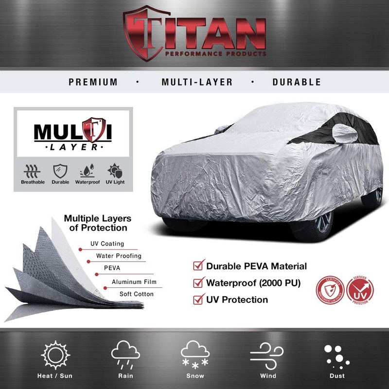 Titan Premium Multi-Layer PEVA Car Cover for Mid-Size SUV 188-206".