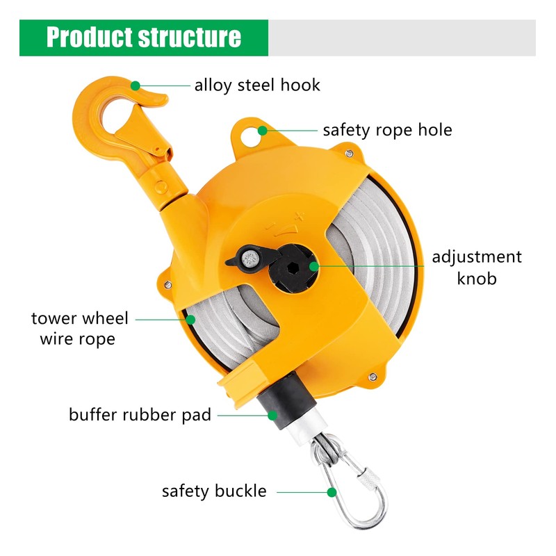 YJINGRUI Retractable Spring Balancer 1~3kg(2.2~6.6lbs) Hanging Tool Spring Balancer Balancer