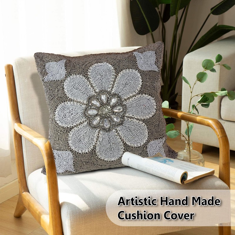 Beaded Throw Pillow Cover/Euro Sham/Cushion Sham, Super Luxury Soft Pillow