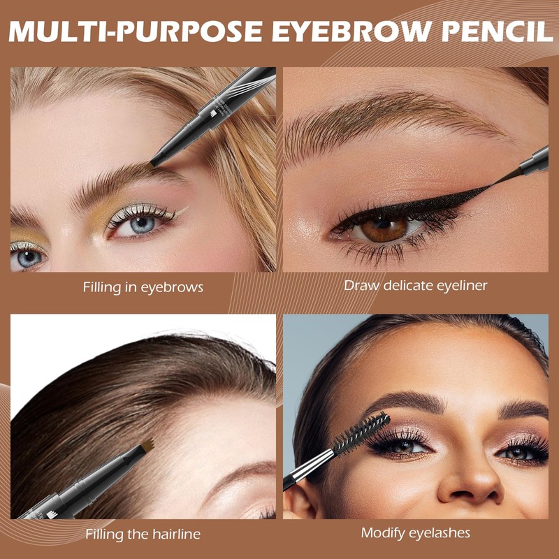 LOKFAR Microblading Eyebrow Pen, 2-In-1 Dual-Ended Waterproof Eyebrow Pencil with