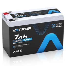 VATRER POWER 12V 7AH LiFePO4 Battery, Built-in 7A BMS, 5000+ Deep Cycles Rechargeable Lithium Battery, Lithium Iron Phosphate Battery for Fish Finder, Alarm System, Lighting, Small UPS
