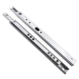 1 Pair of Drawer Runners, Partial Extension with Wheels, Drawer Rail System with Partial Extension (17 mm x 214 mm)