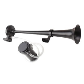 AOLIHAN Air Horn for Truck, Loud Train Horn for Car, Trumpet Train Horn Kit for Trucks with Button, Car Horn Truck Horn 12v 150db (black single tube horn with wire and button, 12v)