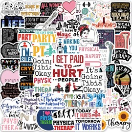 50Pcs Physical Therapy Stickers for Water Bottles,Vinyl Physical Therapist Assistant Stickers,Waterproof PT Life Encourage Stickers Health Physiotherapy Stickers for Laptop Planner Patients Scrapbook