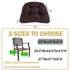 amberr Outdoor Chair Cushions Set of 2, Waterproof Outdoor Seat Cushions for Patio Furniture,Wicker Chair Cushions with Adjustable Straps (Walnut, 19" x 19"x 5"（2 Pack)