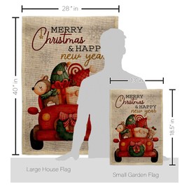 Angeleno Heritage Santa Ride Garden House Flag Kit Wintertime Christmas Marry Xmas Present Reindeer Season Snow Decoration Banner Small Yard Gift Double-Sided, Made in USA