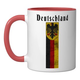 Deutschland German Vintage Flag Banner Coat of Arms Eagle Ceramic Mug, Red/White
