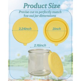 TERESRY 12 Pack Silicone Oui Yogurt Jar Lids with 12 Labels, Food-Grade Lids for 5Oz Oui Yogurt Jars, Reusable Silicone Canning Covers Perfect for Oui Yogurt Bottle(Jar not Includ)