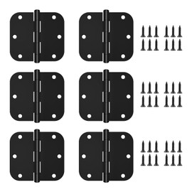 FANMAOUS 6 Pack Matte Black Door Hinges 3 Inch Interior and Exterior Door Hinges 3in x 3in Black Door Hinges with 5/8" Radius Corners for Interior Door/Residential Use
