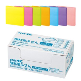 コクヨ 付箋 強粘着 K2 50mm×50mm ネオンカラー 90枚×10冊 7色 K2メ-KN5050X10