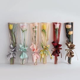 150pcs/6 Colors Single Rose Sleeves Waterproof Flower Gift Wrap Single Rose Packaging Bag Florist Bouquet Supplies for Mother's Day Valentine's Day 44 x 11 x 4.6cm