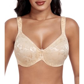DotVol Women's Underwire Minimizer Comfortable Full Coverage Everyday Bra with Non Padded(Beige,38C)