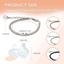 Sekonow 3 Pairs Heel Straps for High Heels, Rhinestone Shoe Straps Extender Detachable Replacement Ankle Straps Shoe Laces, Black, Silver and Champagne, Adjustable 23-29cm/9.1-11.4in