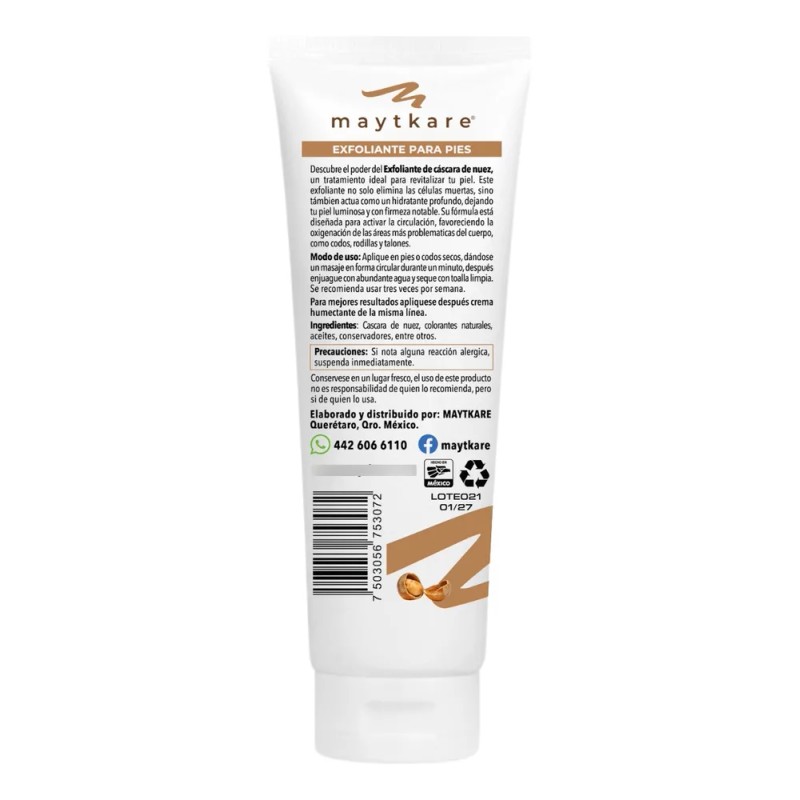 Exfoliante Para Pies Y Manos, Suavidad, Relaja Maytkare Nuez