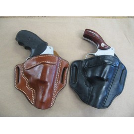 Azula Leather 2 Slot Molded Pancake Belt Holster for Smith & Wesson S&W N Frame 2" Barrel Revolver CCW Black RH
