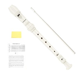 Soulmate Recorder Instrument for Kids Toddler Beginners Students German Style C Key Soprano Recorder Instrument 8 Holes 3 Piece ABS Descant Recorders with Cleaning Kit, Packing Bag (White)
