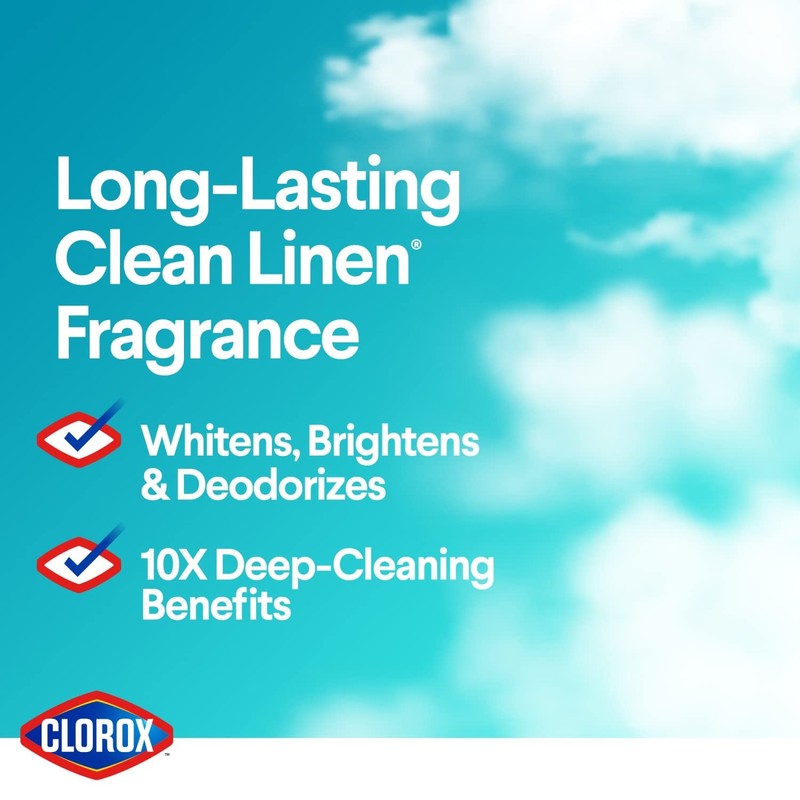 Clorox Splash-Less Bleach, Concentrated Formula, Clean Linen, 40 Ounce Bottle