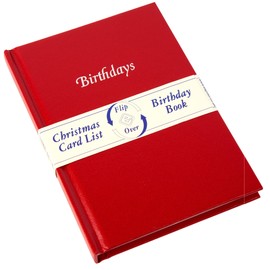Christmas Card List & Birthdays Address Book Red Cover Indexed Pages