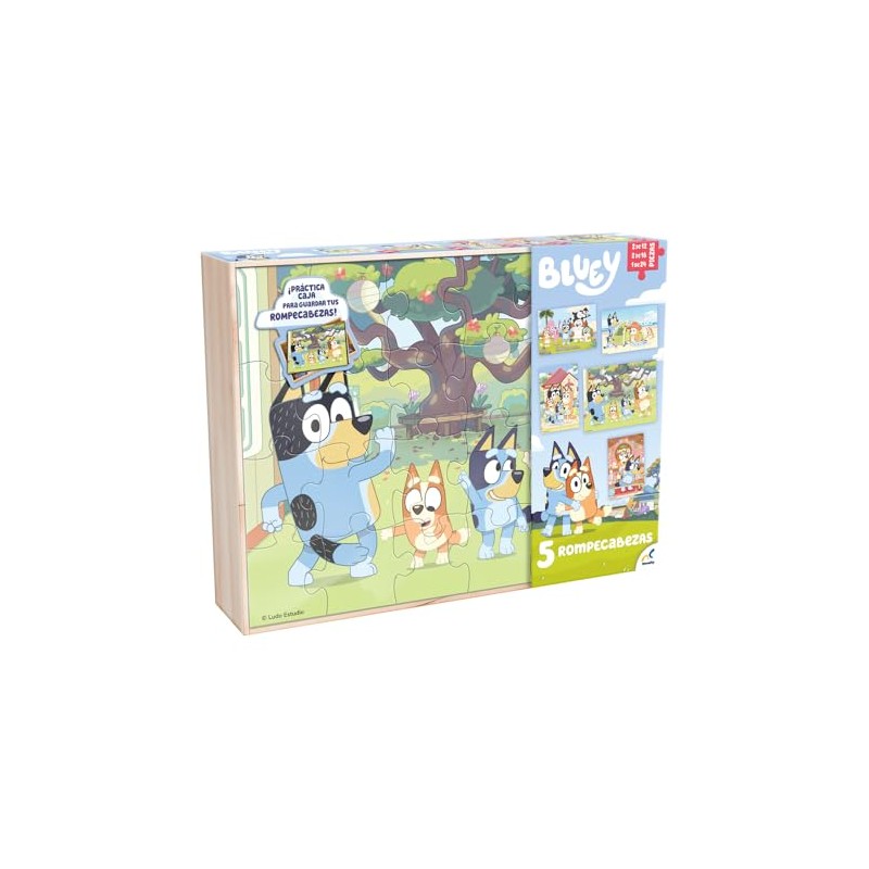 Novelty Corp Rompecabezas 5 En 1 Bluey Caja De Madera