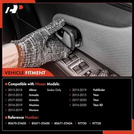 A-premium - Manijas interiores para puerta para Nissan Altima 2013-2018 Murano 2015-2019 Pathfinder Maxima Titan Titan XD negro texturizado juego de 2 piezas delantero o trasero