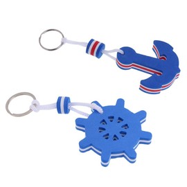 Sharplace 2 Pieces Yacht Boating Floating Keychain Key Holder- Anchor and Rudder Blue