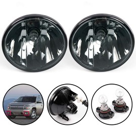G-PLUS Bumper Fog Lights w/Bulbs Compatible With 2007-2014 GMC Acadia Yukon Pontiac/Chevy Avalanche Camaro Suburban Tahoe, Driving Lamps Pair,Smoky Lens Black Housing
