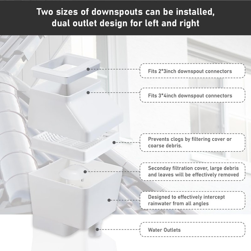 Rain Barrel Diverter, RainWater Collection System Fits for 2 x