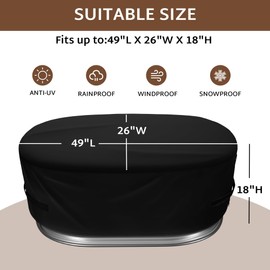 iBirdie Outdoor Waterproof 2 x 2 x 4 Stock Tank Cover for Ice Bath Cold Plunge Pool - 600D Heavy Duty Weatherproof Oval Tub Covers Compatible for Rubbermaid Water Trough