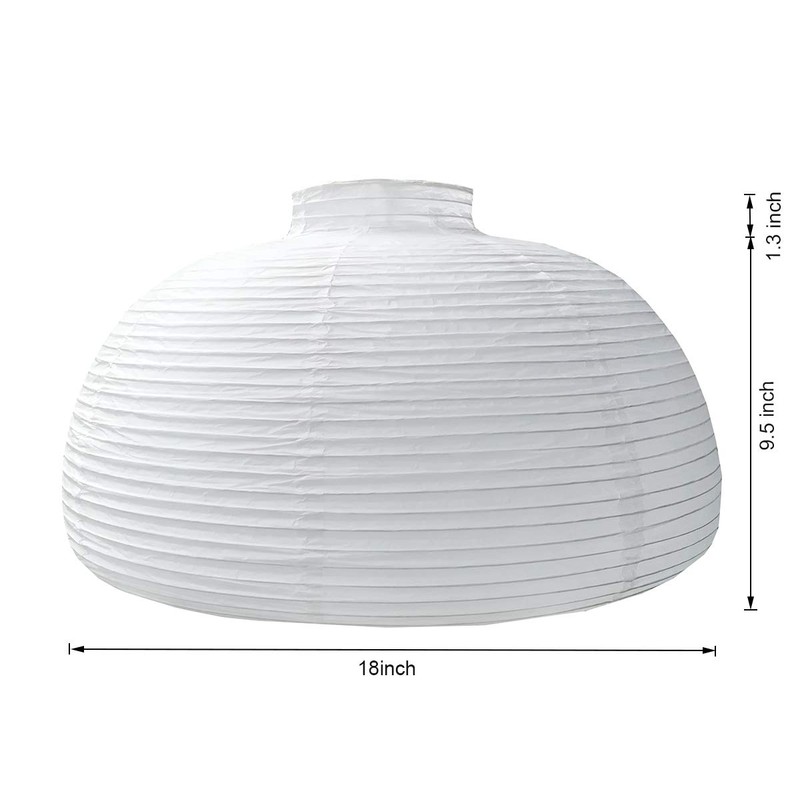 TopAAA 18” White Round Paper Lantern, Rice Paper Lamp Shade,
