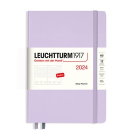 LEUCHTTURM1917 367876 Daily Planner Medium (A5) 2024, Lilac, English