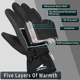 Achiou - Guantes de esquí de nieve para invierno, cálido, 3M, impermeable, visualización táctil para hombres y mujeres