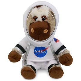 DolliBu Floppy Donkey with Ribbon Astronaut Plush Toy - Farm Life Astronaut Stuffed Animal Plush with Space Helmet and NASA Astronaut Suit, Cute Spaceman Doll Decor for Girls and Boys - 7 Inch