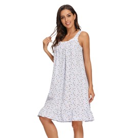 Womens Sleeveless Nightgowns Cotton Night Dress Nightgown Comfy Sleepwear Dress Lightweight Night Gown, Print Star, X-Large