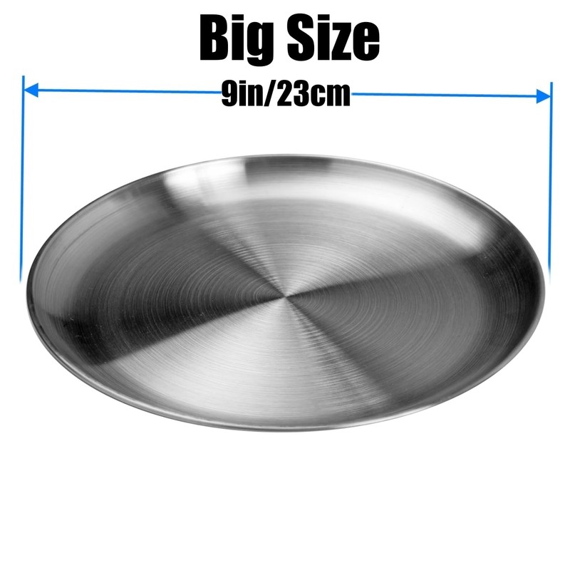 CAMBUY Stainless Steel Plates 9 inch 304 Metal Lightweight Unbreakable
