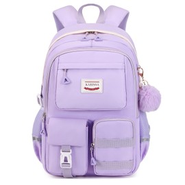 Tanou School Backpack for Teen Girl, Breathable School Bags for Girls aged 12-18, Water-resistent Large Daypack Casual Laptop Backpack, Purple