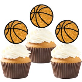 24Pcs Basketball Cupcake Toppers for Basketball Party Decorations, Basketball Player Cupcake Toppers, Basketball Theme Baby Shower Party Decorations (Basketball)