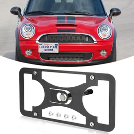 Front Bumper Tow Hook License Plate Mount Bracket Compatible with Mini Clubman (R55) 2011-2015, No Drill Plate Holder, Front License Plate Bracket