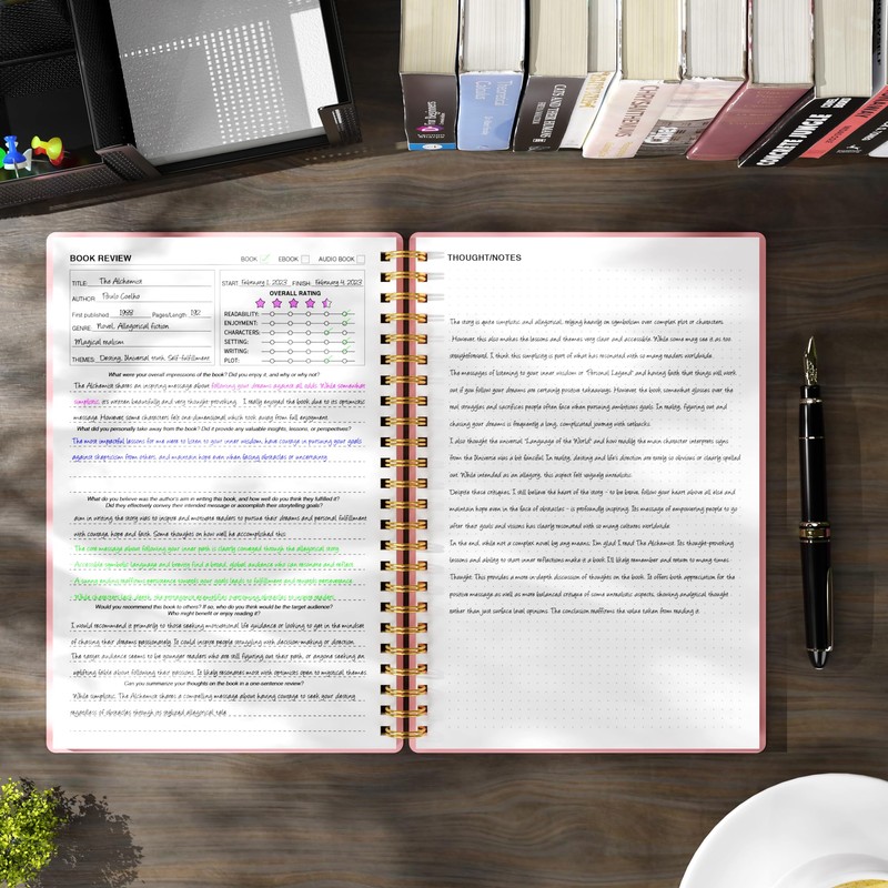 snootion Reading Journal - Book Journal Reading Log for Review