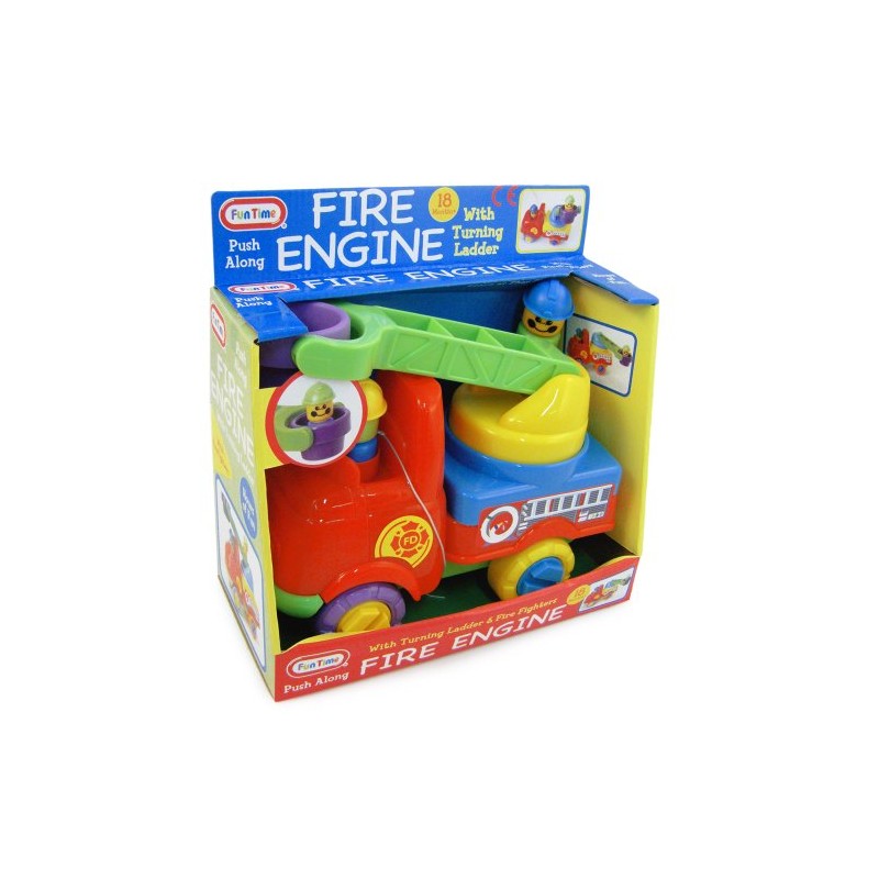 Fire Engine with turning ladder and firefighters