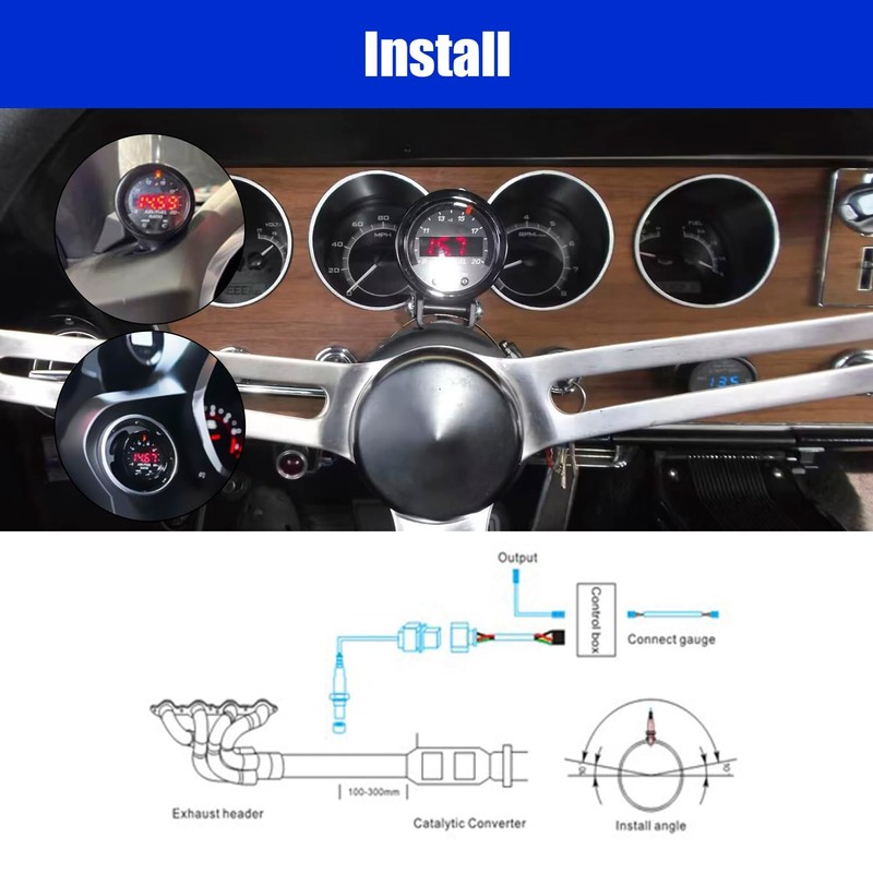 ZHSYMX Universal Digital Wideband Air/Fuel Ratio AFR Gauge Kit -