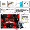 Happy Birthday Banner Backdrop Decorations Red and Black Balloons Theme