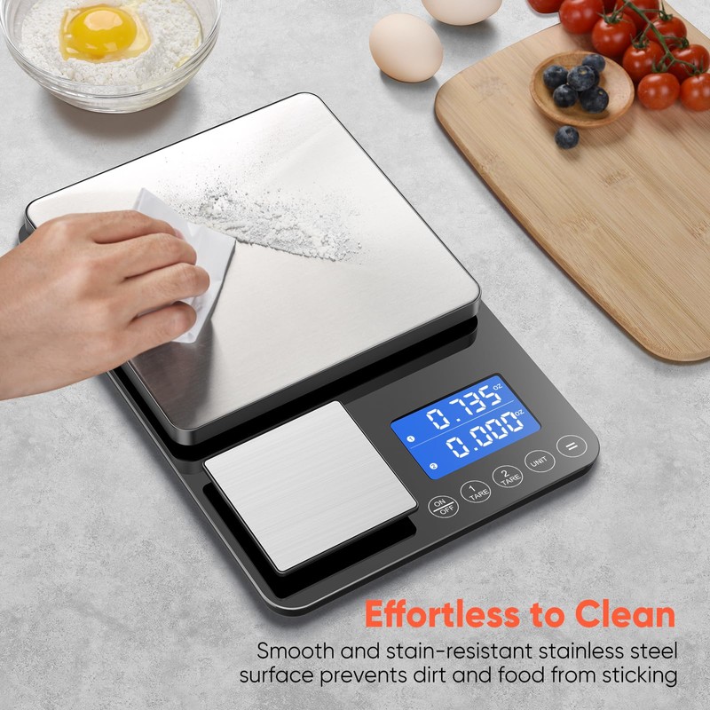 KUAIVO 0.001 oz / 33 lb Dual Platform Kitchen Scale, Digital Food