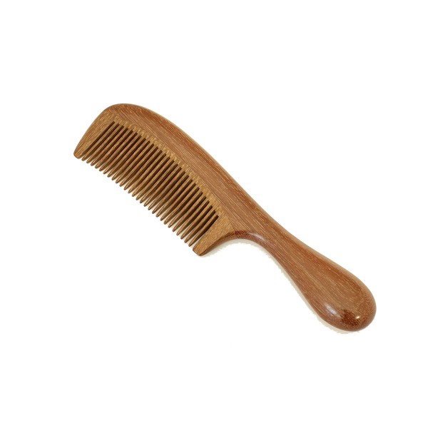 Beard Comb Wooden Comb Medium Tooth Comb Red Sandalwood Handmade Hair Comb Hair Brush with Handle - WC001